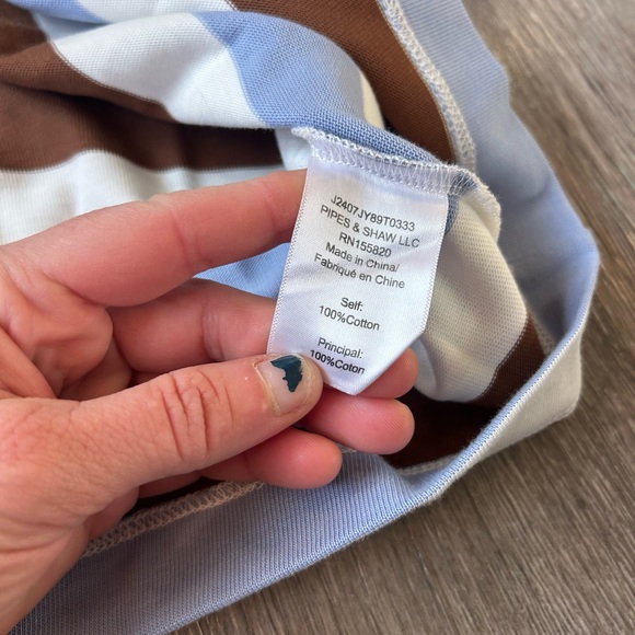 Striped Brown and Blue Long Sleeve Top - Picture 9 of 9